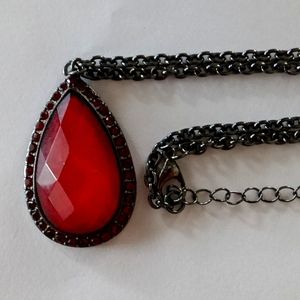 Red Teardrop Necklace Queen of Diamonds